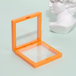 image-Jewelry Ring Storage Box - Orange Cardboard 11x11cm