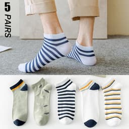 image-Men's Ankle Socks - Breathable Cotton Sports Socks