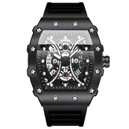image-Binbang Quartz Men's Silicone Luminous Sports Watch 42mm Waterproof Red