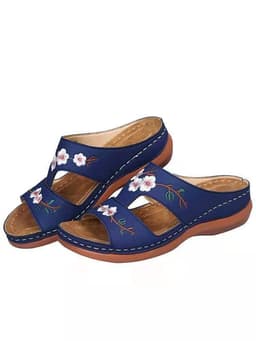 image-2022 Green Wedge Flower Sandals - Beach Casual Roman Sandals Women Size 43