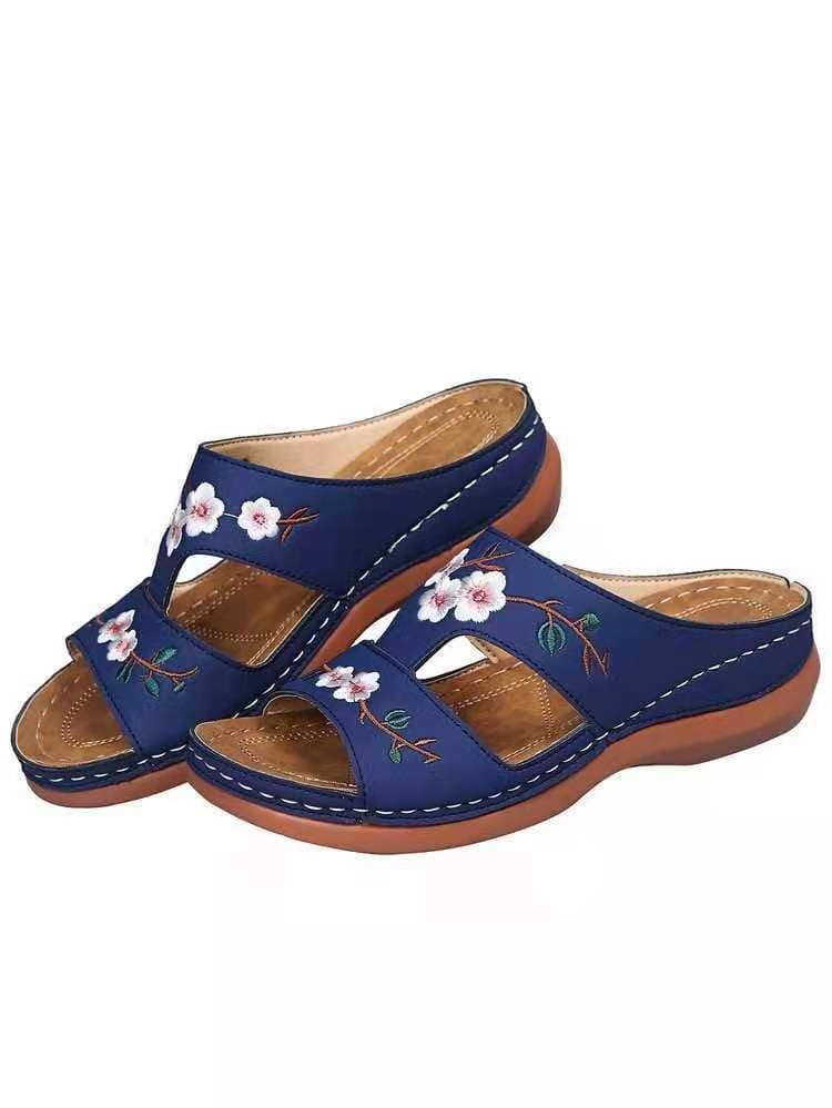 image-Women's Flower Wedge Sandals - Green Size 43