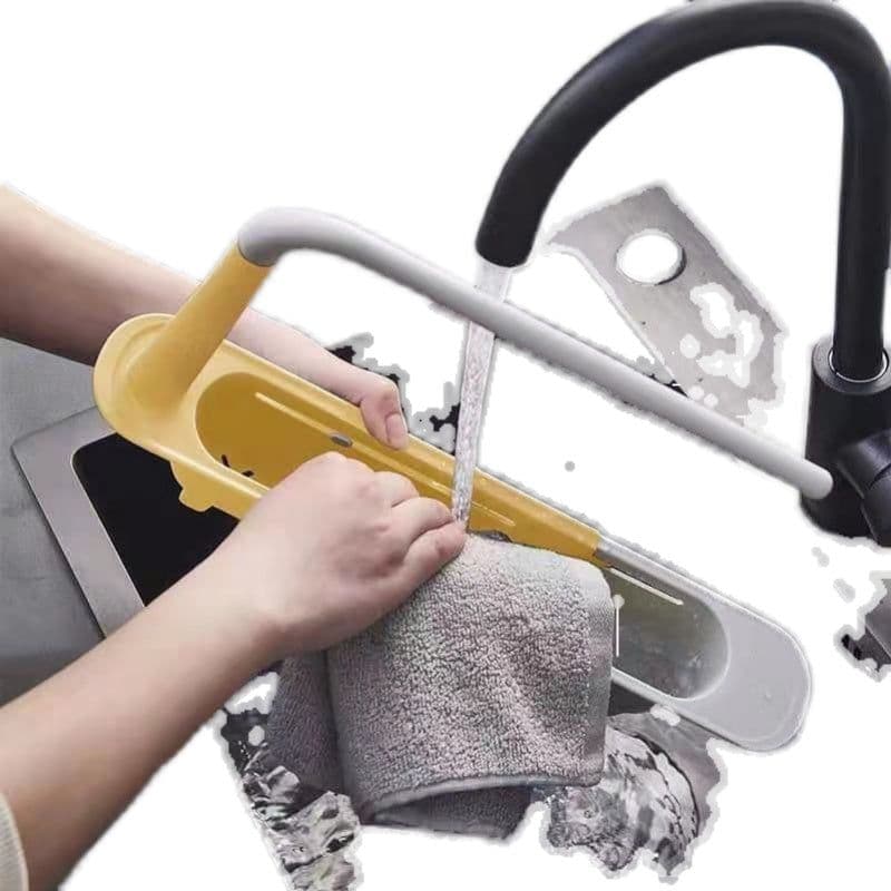image-Sink Retractable Shelf Drain Basket Filter Dishwashing Rack