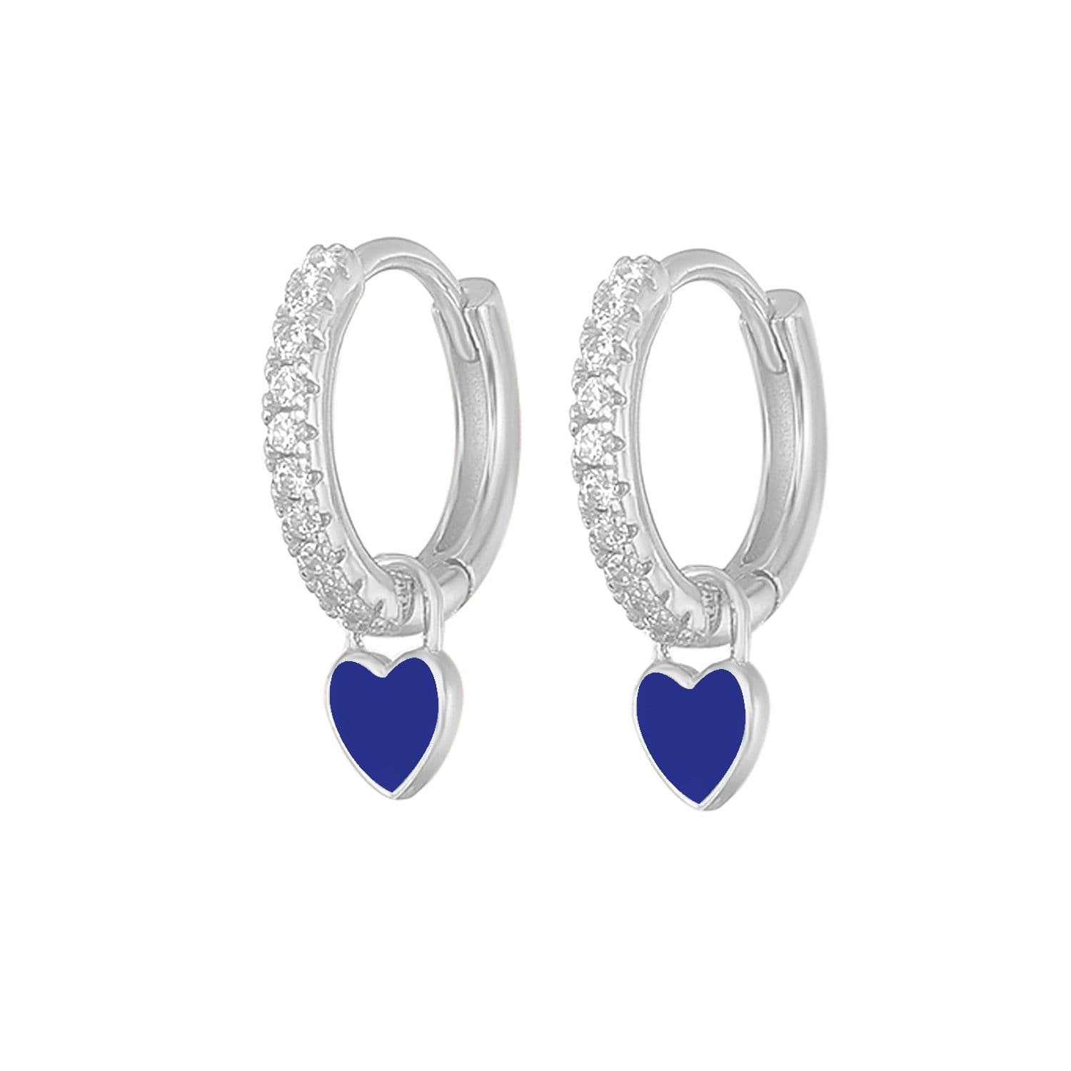 image-S925 Heart-Shaped Earrings - Platinum-White Oil Drop