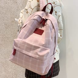 image-2021 autumn plaid rucksack female high school students junior high school students backpack college students simple and cute school bag