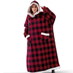 image-Winter blanket extra long vertical pocket fleece lazy blanket flannel lambswool TV TV blanket bathrobe