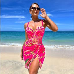 image-2023 European and American new one-piece swimsuit female sexy beautiful back printed bikini cover-up two-piece foreign trade bikini