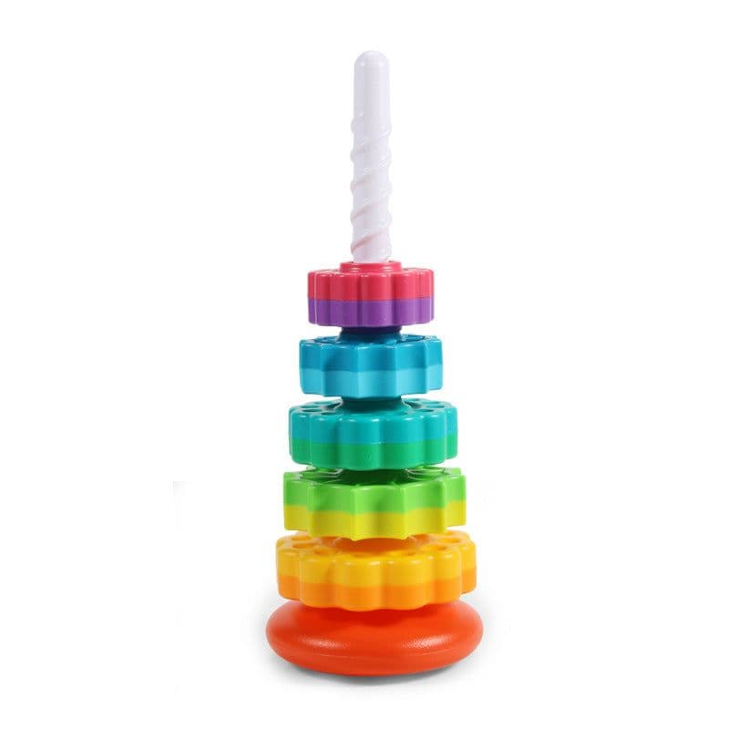 image-Jufan Rainbow Stacking Ring Tower Baby Toy