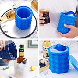 image-Large Silicone Ice Cube Maker, Blue, Round Baking Mold