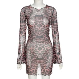 image-Sexy Trumpet Sleeve Backless Dress - Halter - Brown - XXL