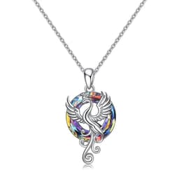 image-Crystal Phoenix Pendant Necklace - Women Blue