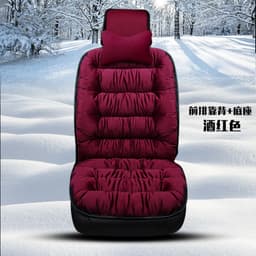 image-Plush winter car seat cushion three pieces down cotton full car cover cushion cover thick universal car cushion wool cushion winter