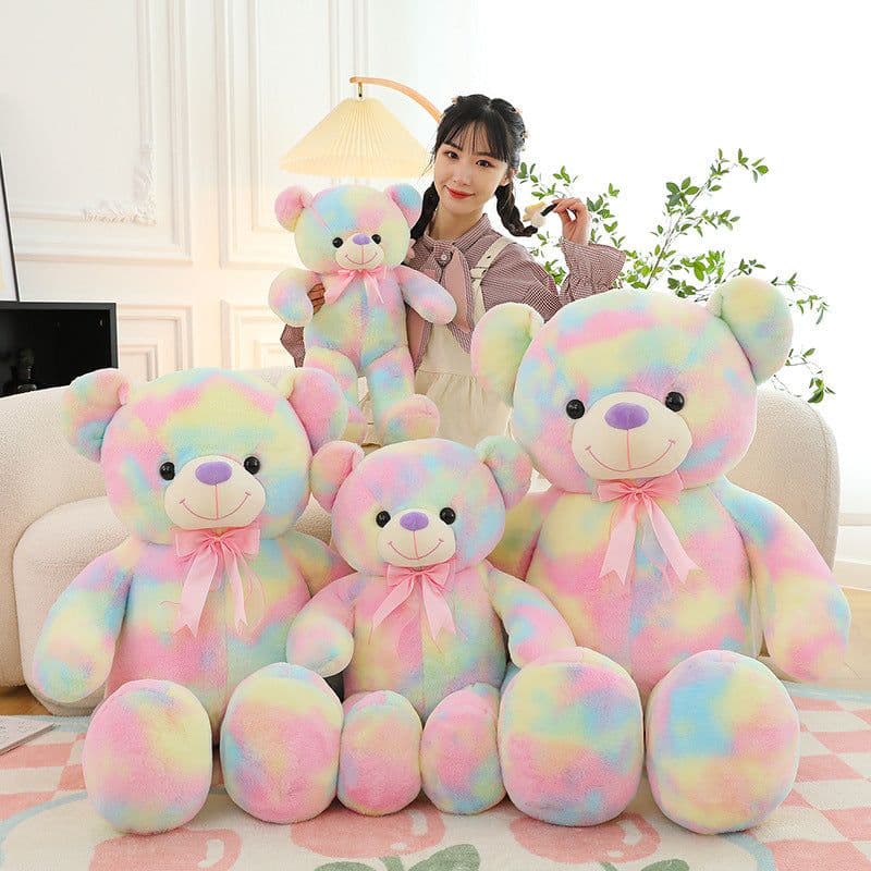 image-Colorful Large Plush Teddy Bear Doll - Hug Rainbow Bear Gift for Teens 14"
