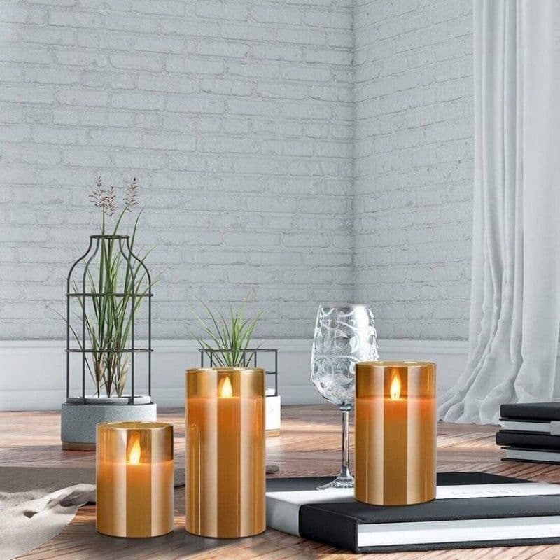 image-Electroplated Glass Candle Holder - LED Simulation