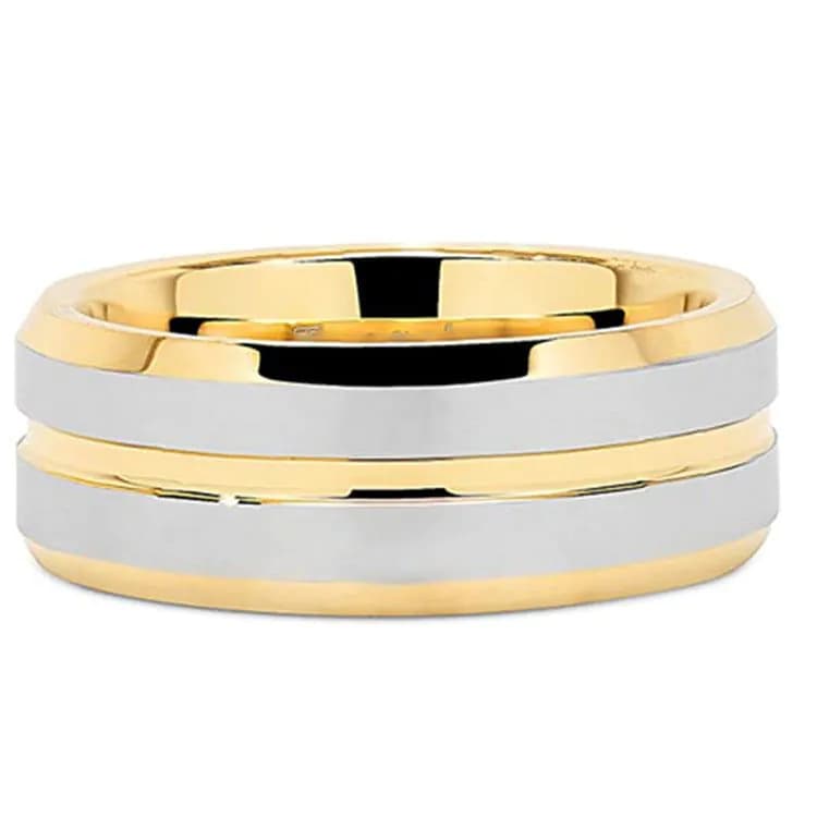 image-Tungsten Steel Ring - 8mm Gold Chamfered