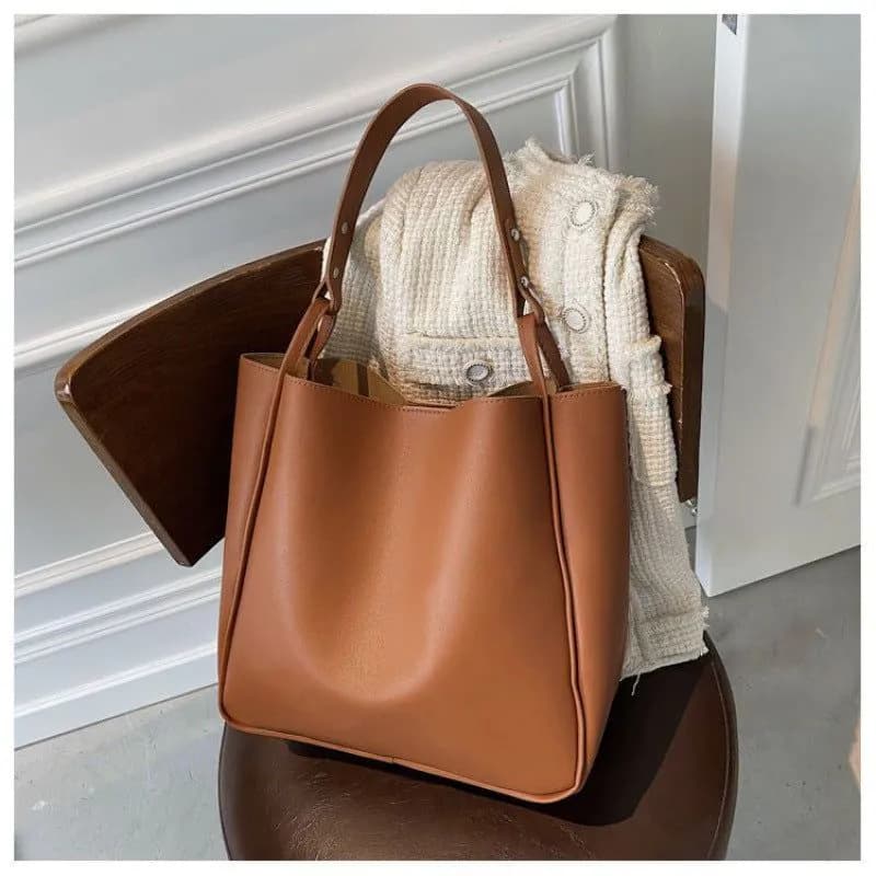 image-Korean Tote Bag - Large Capacity Retro Women's Shoulder Bag