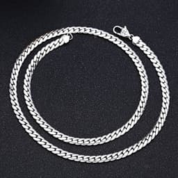 image-Factory wholesale S925 sterling silver fashion Thai silver retro personality flat necklace 5mm vajra buckle snake bone chain men