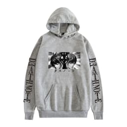 image-Death Note Cartoon Hoodie Large Pocket Velvet Sweatshirt Winter - Khaki A
