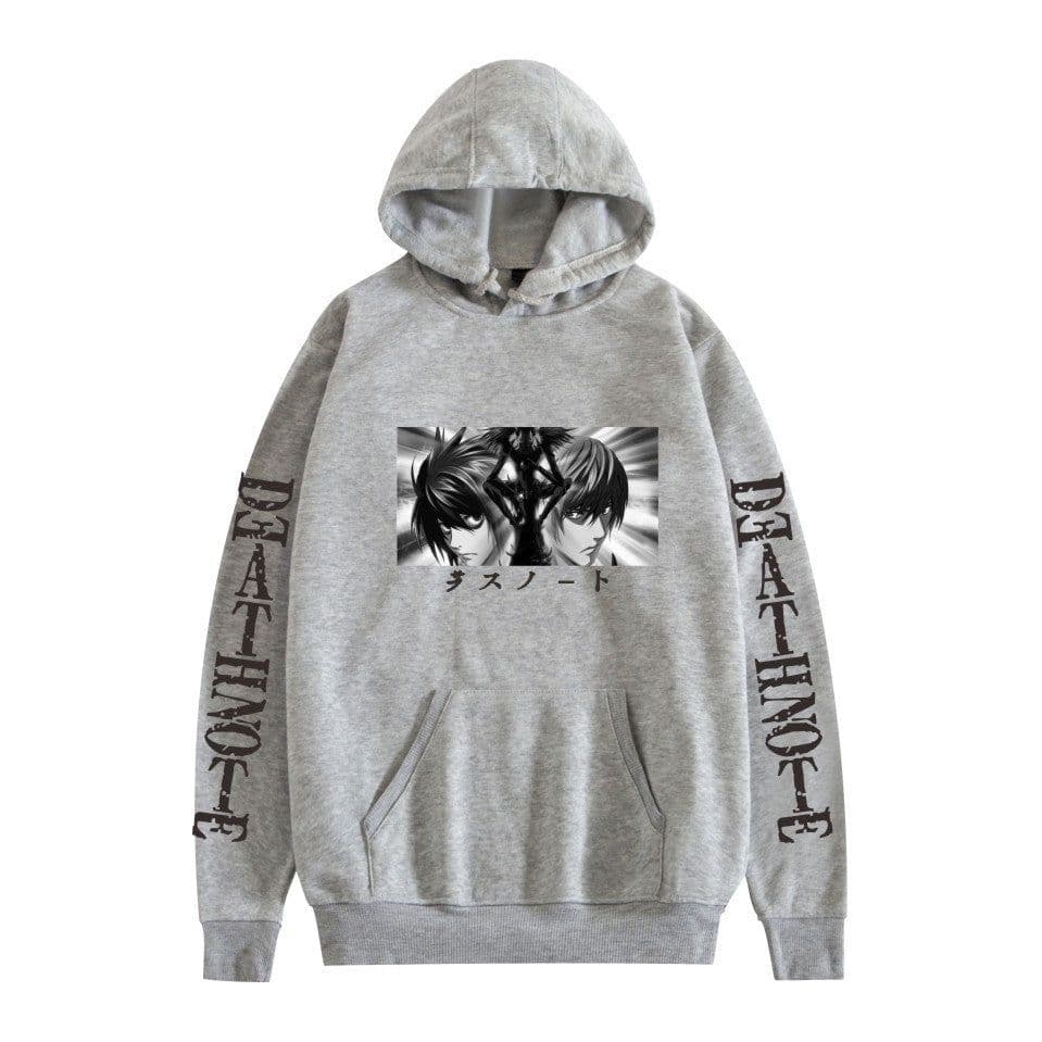 image-Death Note Cartoon Hoodie Large Pocket Velvet Sweatshirt Winter - Khaki A