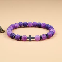 image-Black Beaded Bracelet Tiger Eye Lava Stone 6mm