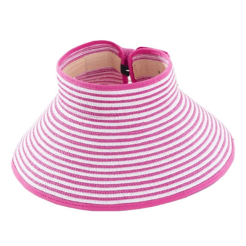 image-Korean Striped Sun Hat, Straw, Child-Adjustable, Summer Sky Blue