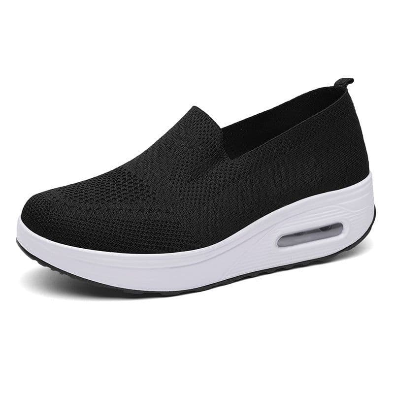 image-Women's Slip-On Woven Walking Shoes - White Flat Heel