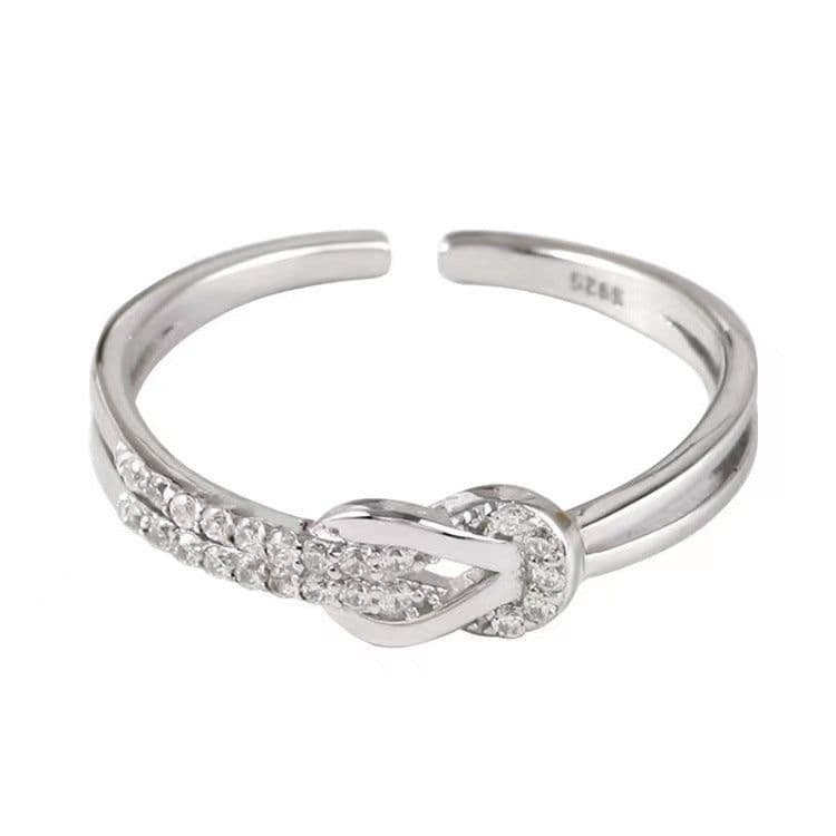 image-The new Korean version of the knotted diamond ring women's simple fashion temperament personality high-end open ring cross-border special supply