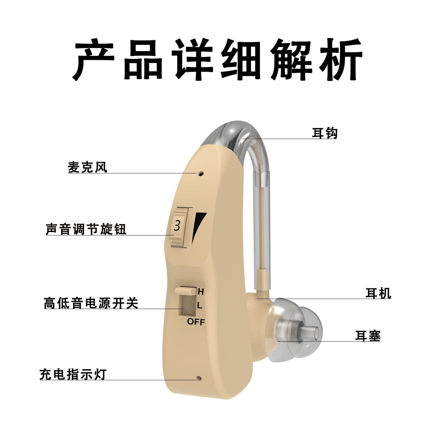 image-Home Health J-966 Behind-the-Ear Hearing Aid - Beige