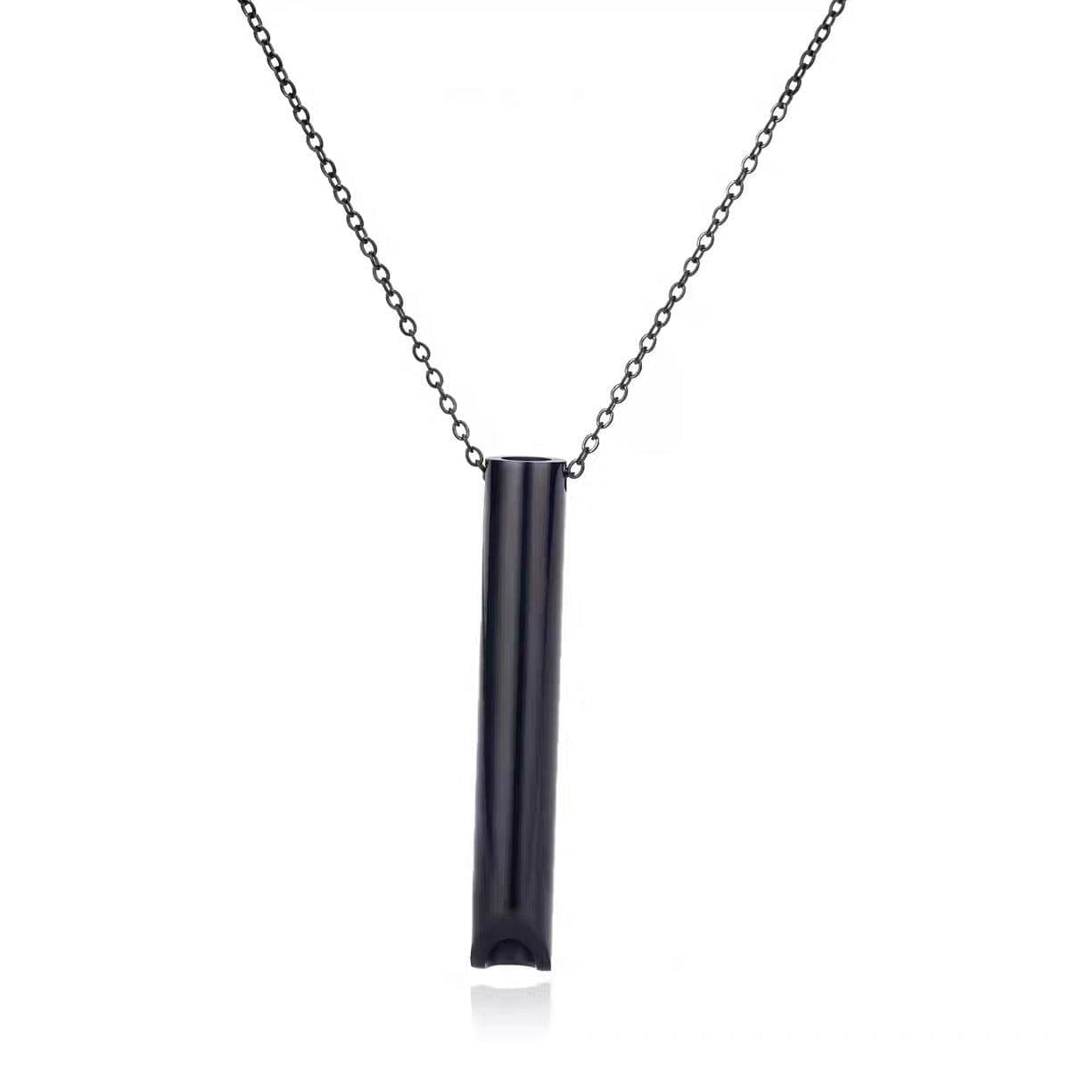 image-Mindfulness Titanium Steel Whistle Pendant Necklace - 41-50cm Adjustable