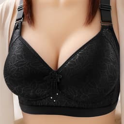 image-Large size thin section no steel ring comfortable breathable adjustable underwear big breasts show small side gathered mother's bra