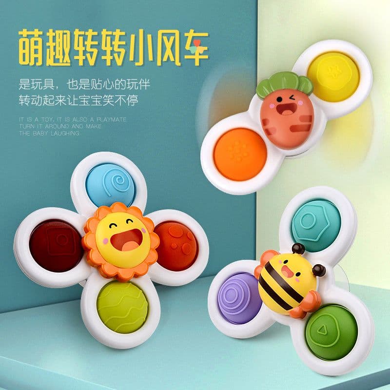 image-Children's Spinning Flower Bubble Gyro Bath Toy