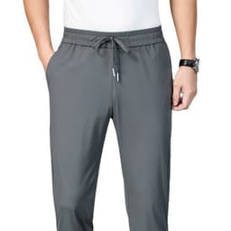 image-Men's Ice Silk Casual Trousers - Elastic Quick-Dry