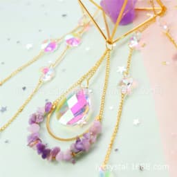 image-Natural raw stone amethyst powder crystal decoration air plant stand AB colorful lighting ball gardening crafts living room ornaments