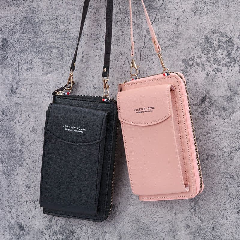 image-Large-Capacity Crossbody Phone Bag - Light Blue Zipper Wallet 2021