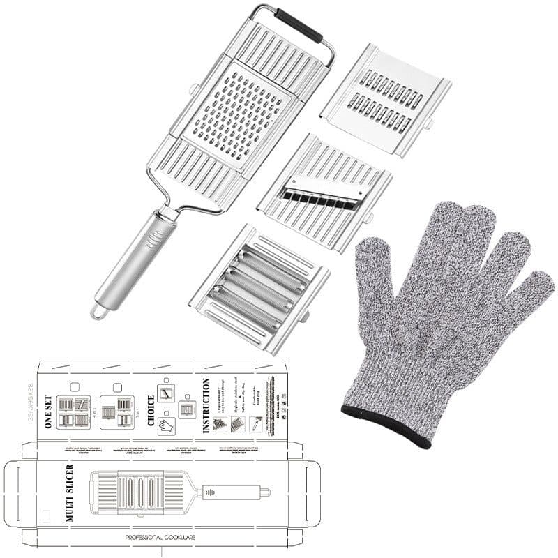 image-A large number of stock cross-border grater Stainless steel grater Three blades interchangeable multi-function vegetable cutter