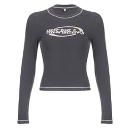 image-Cross-border foreign trade 2023 early spring new European and American hot girl style street hipster thread color contrast letter printing T-shirt female
