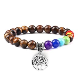 image-European and American cross-border foreign trade creative 8mm bead bracelet Volcanic lava hand string wooden beads alloy tree of life pendant