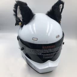 image-Motorcycle Helmet Cat Ears Bow Decoration - Plush Red
