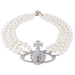 image-Vivienne Pearl Necklace Gold Saturn Three-Layer