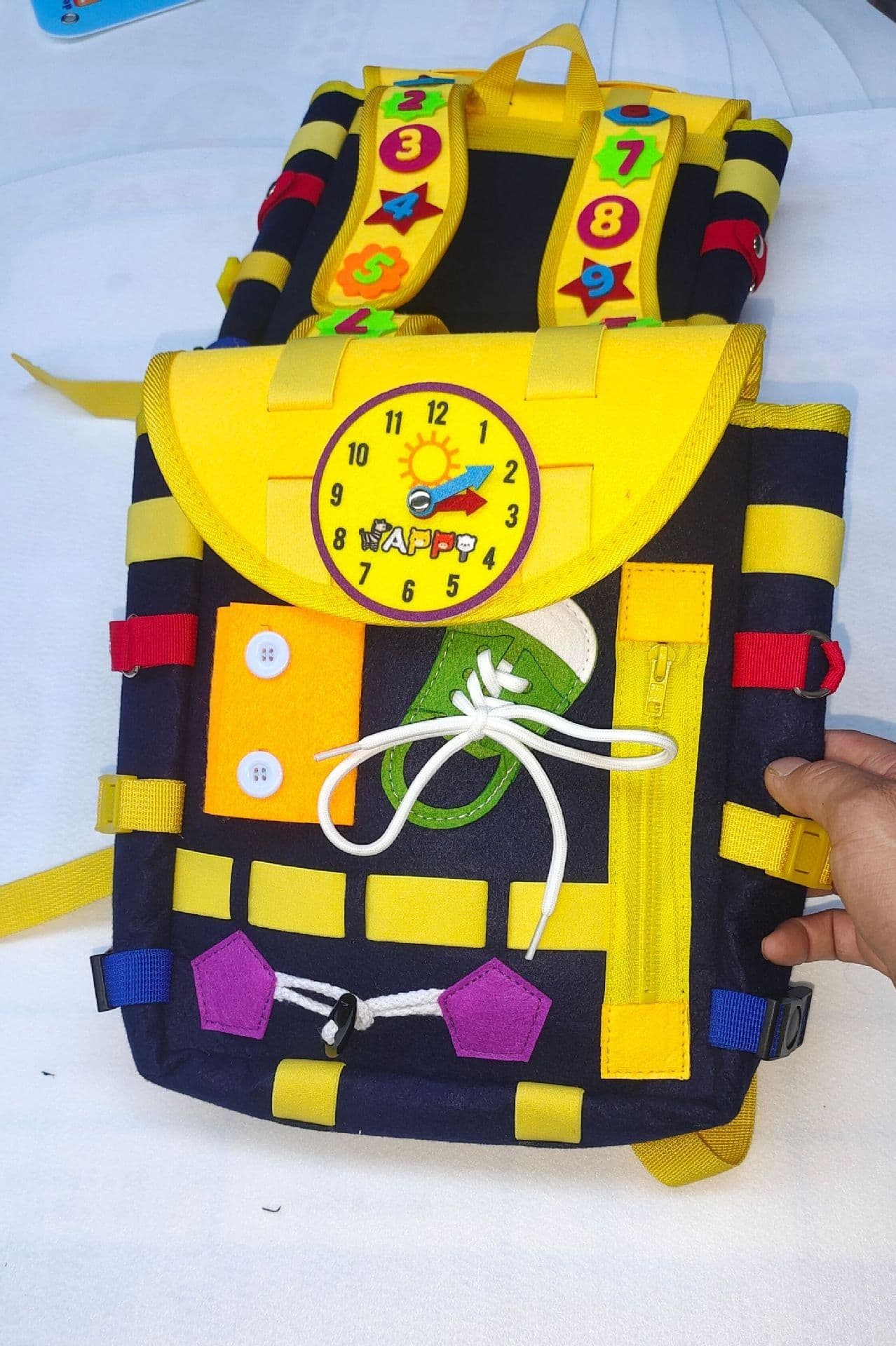 image-Felt Children's Toy Activity Board School Bag