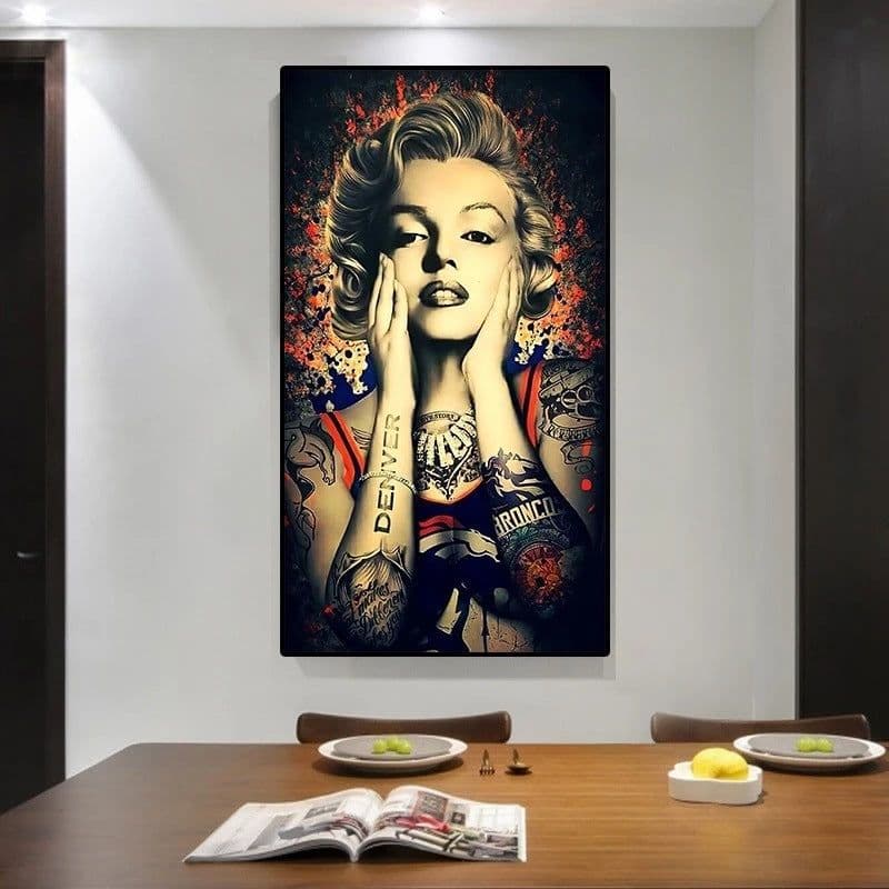 image-One color watercolor geometric woman classic actress Marilyn Monroe mural paintings HD frameless painting core generation