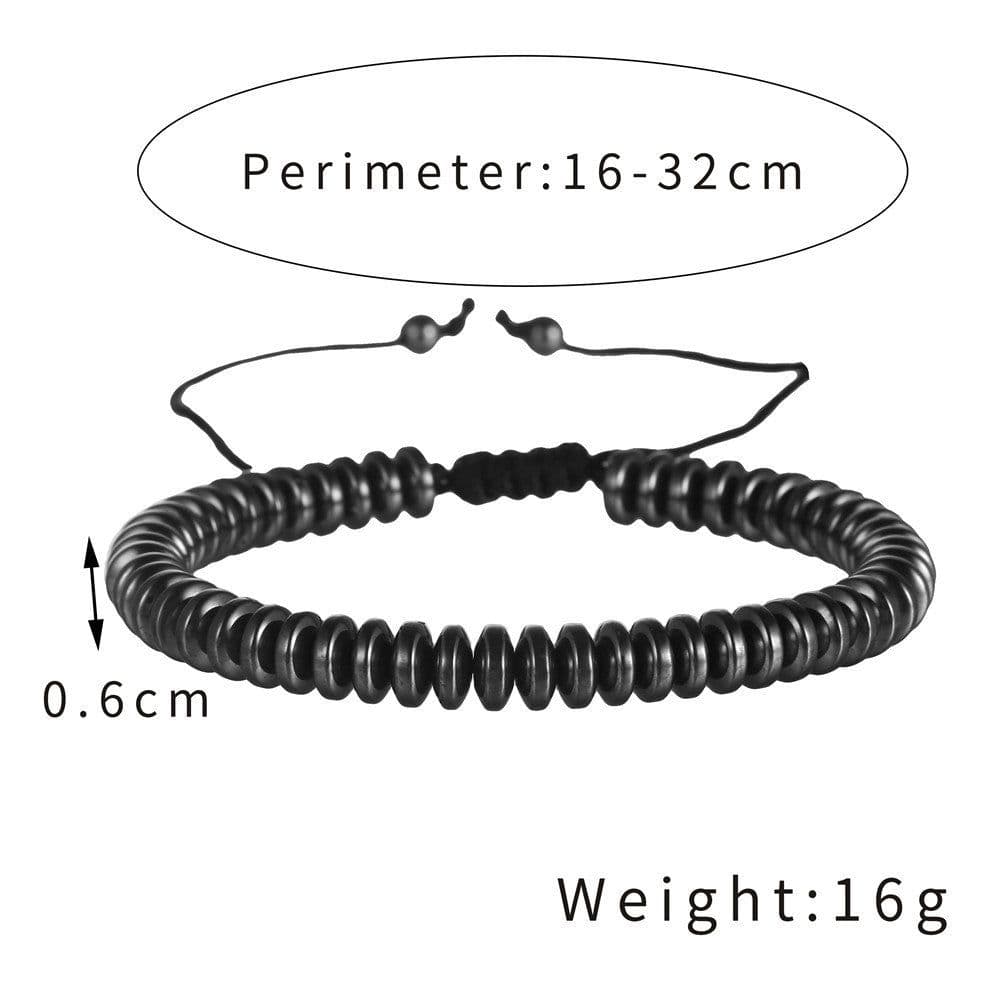 image-Geometric Creative Love Flat Beads Bracelet - Black Adjustable for Women (60 characters)