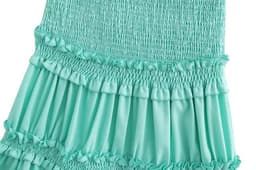image-Women's Sleeveless Midi Dress - Green Elastic Waist