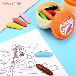 image-British YPLUS children's peanut crayon 12/24 color water-soluble paintbrush does not dirty hands can be washed oil painting stick crayon