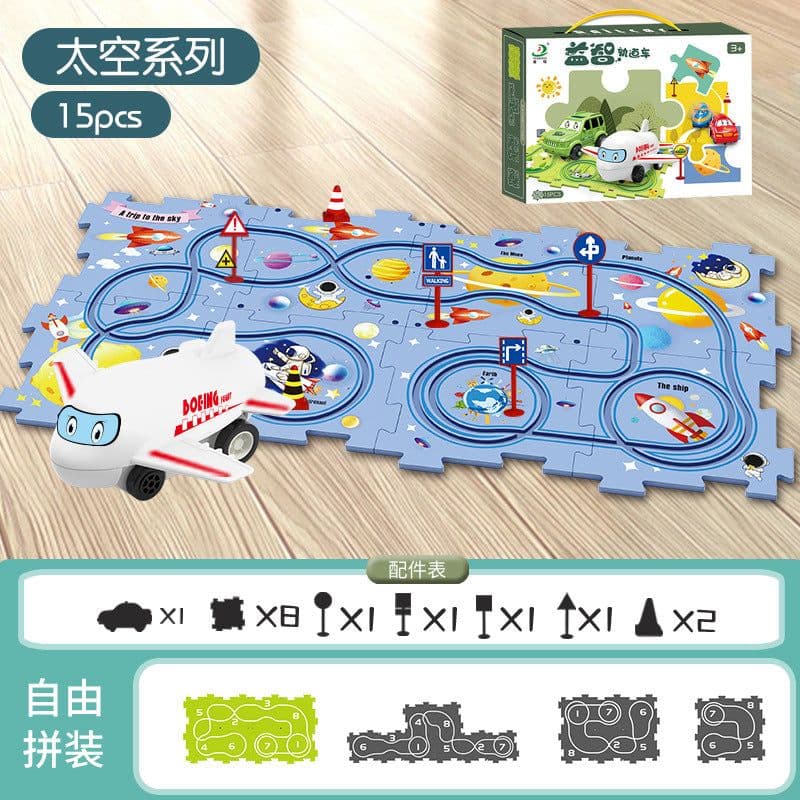 image-Children's Puzzle Track Car Electric DIY Toy
