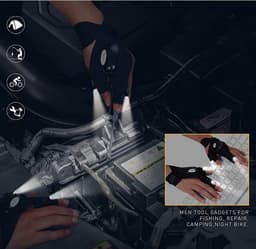 image-Led flashlight fishing maintenance camping running lighting half finger with light night fishing gloves night running with light gloves