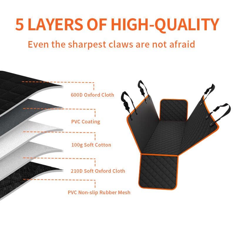 image-New Dog Car Seat Cushion, Anti-Scratch, Anti-Dirty Mat, Orange/Black Cloth, 137x147