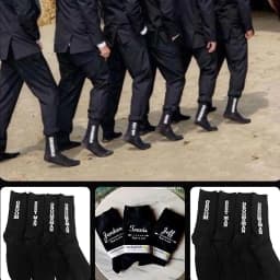 image-Wedding Groom Socks - Black/Rose Red Cotton