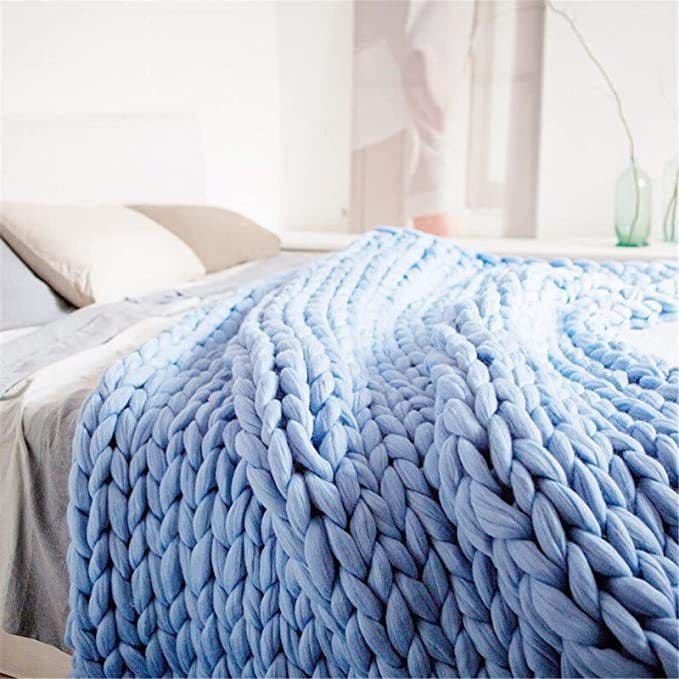 image-Nordic Thick Wool Blanket, Icelandic Knit, Newborn Photography Prop - 127x152cm