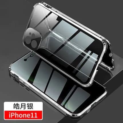 image-Suitable for iPhone15promax anti-peep goggles double buckle Magneto mobile phone case Apple 13 metal protective sleeve