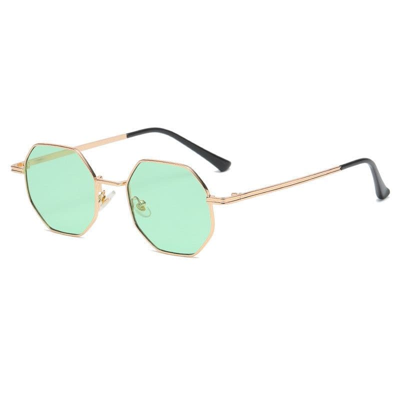 image-2022 Fashion Polygonal Metal Sunglasses Copper Alloy Frame Gold With Black Lenses Unisex Full Rim Party Style DB59